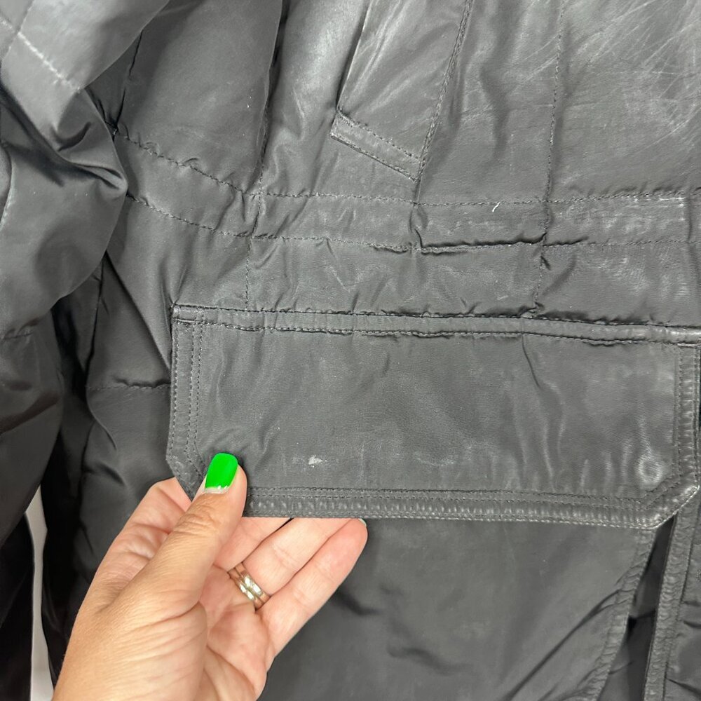 Uniqlo Down Fill Winter Parka Jacket Detachable Faux Fur Hood Navy Blue #A1755 - Picture 5 of 10